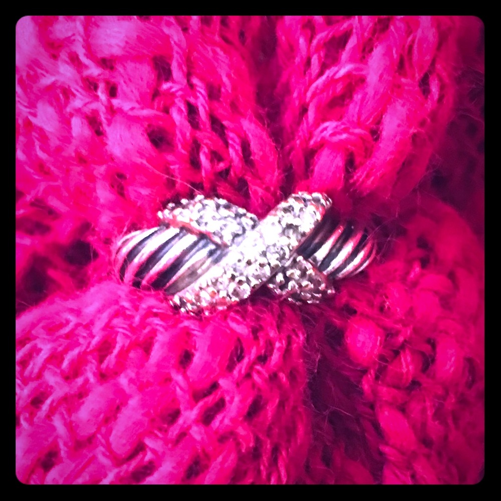 Vintage Yurman 14k gold Diamond Accented X ring